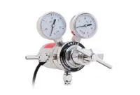 Регулятор баллонный с нагревом AMFLO R198CG-4M-110 (CO2)  110V 190W никелированная латунь  с 2-мя манометрами, давление на входе до 150 бар. PRV. произв 14м3/час / Regulator R198CG-4M-110